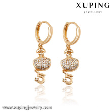 92796- Xuping Newest style number 5 gold earrings jewelry